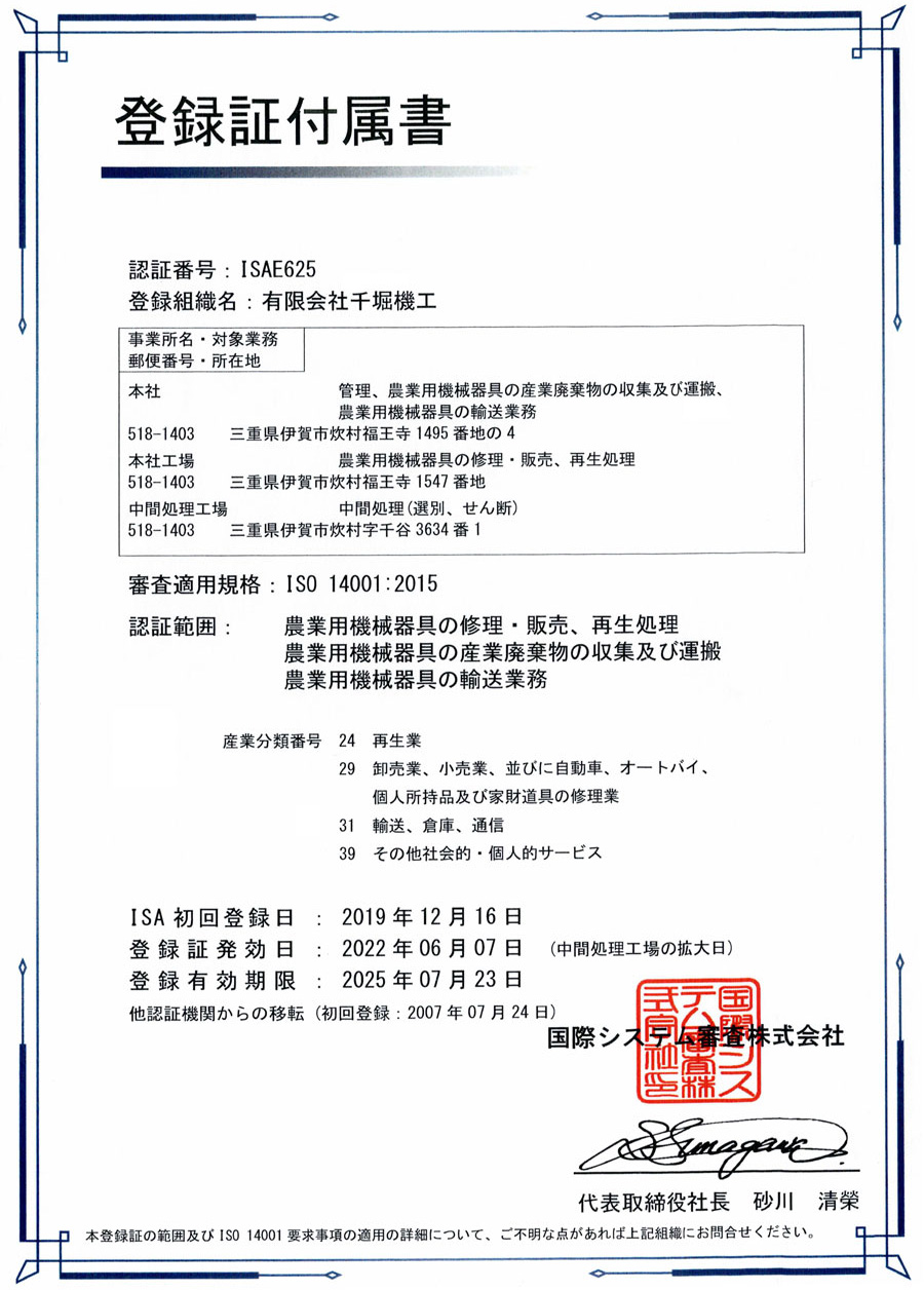 登録証付属書